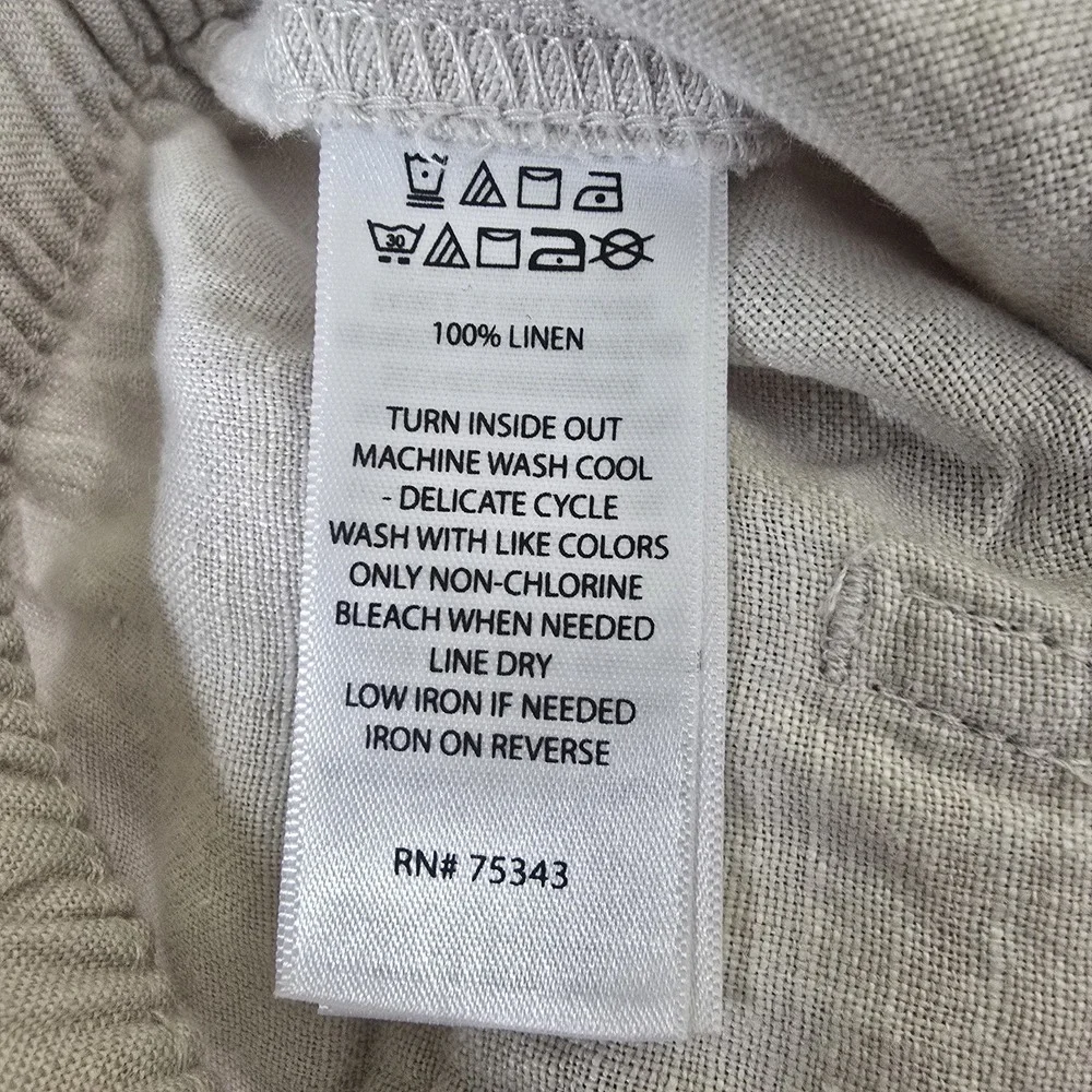 Nicole Miller New York Cargo Pants Womens Small Beige 100% European Flax Linen